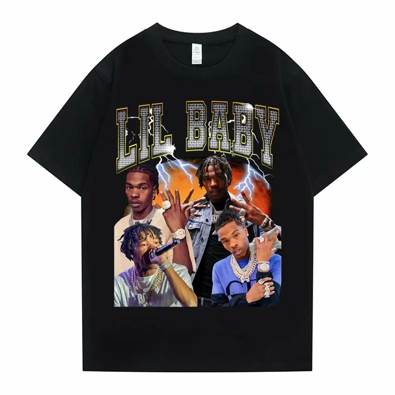 

Rapper Lil Baby Hip Hop Tshirt Short-sleeved Men Women Fashion Harajuku T-shirt Unisex Oversized Streetwear Men's Vintage Tees