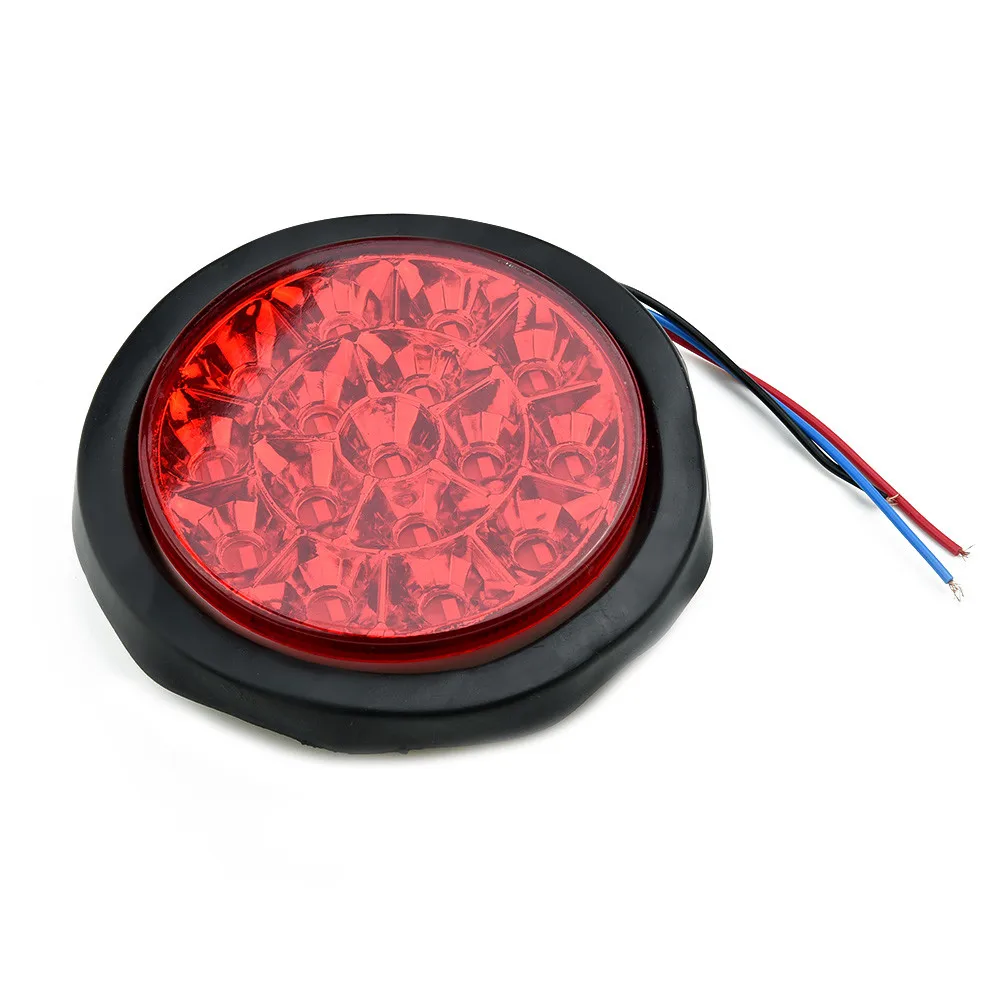 

2pcs Round Truck Tail Light 4Inch Round Trailer Truck Wires With Rubber Cover