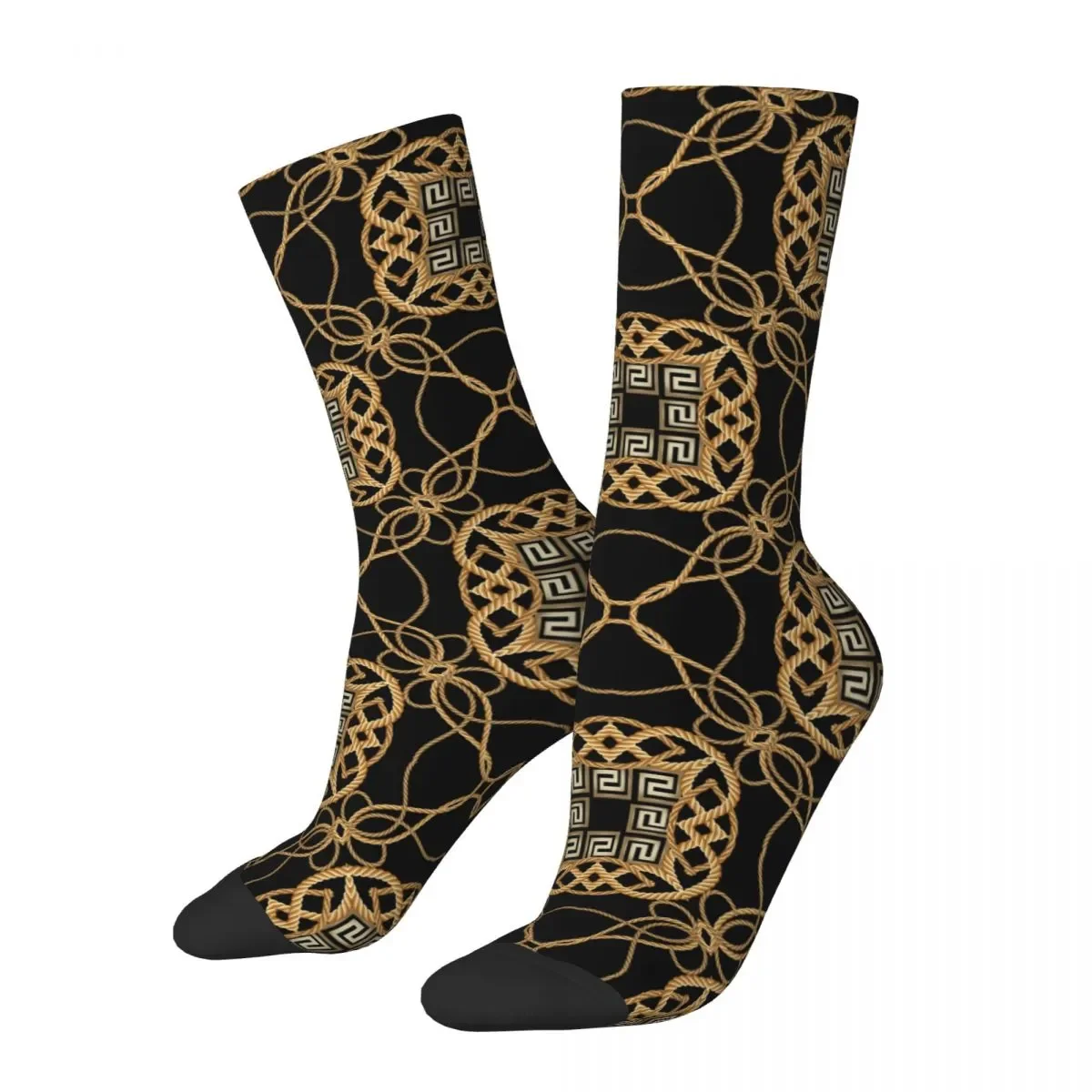 

Hip Hop Female Socks Ropes Greek Gold Strings Greek Key Meanders Stuff Warm High Quality Sock All Season Present