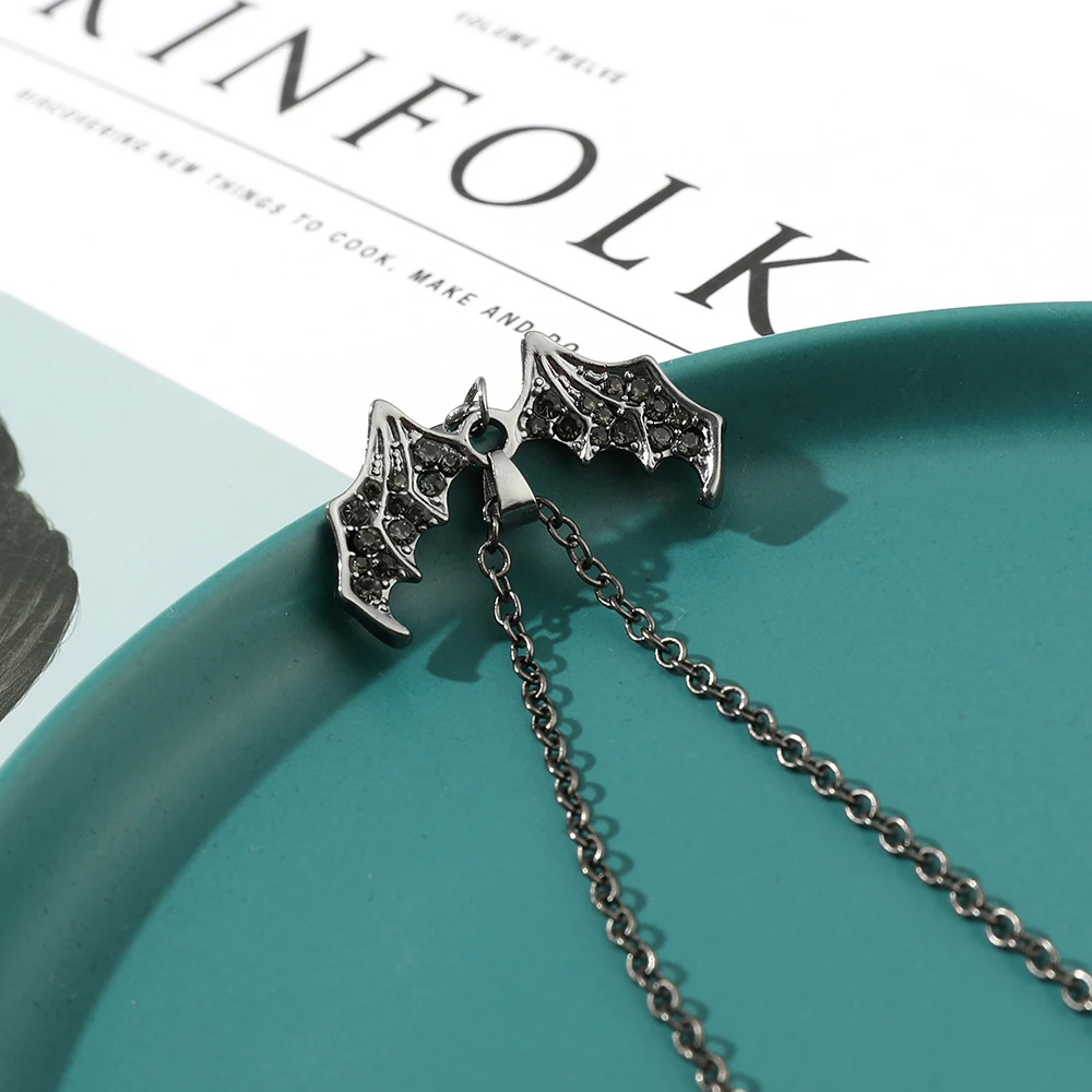 Черная летучая мышь стерео Сатурн панк ожерелье для женщин мужчин Винтажные