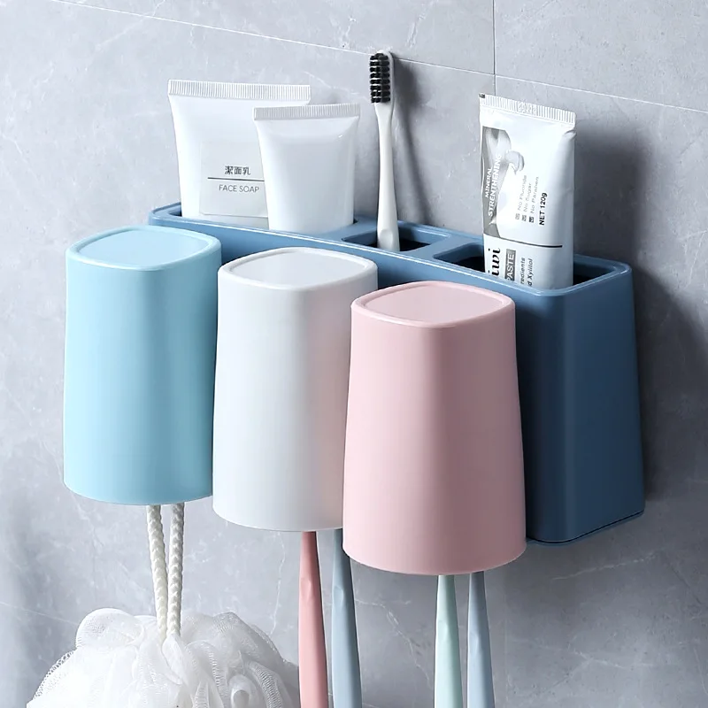 

Punch-Free Wall-mounted Toothbrush Holder Toothpaste Dispenser Automatic Toothpaste Squeezer Dispenser Bathroom Accessory Sets