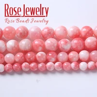 natural stone peach blossom jades round beads for jewelry making diy bracelet handmade accessories 6 8 10 12mm 15inch wholesale