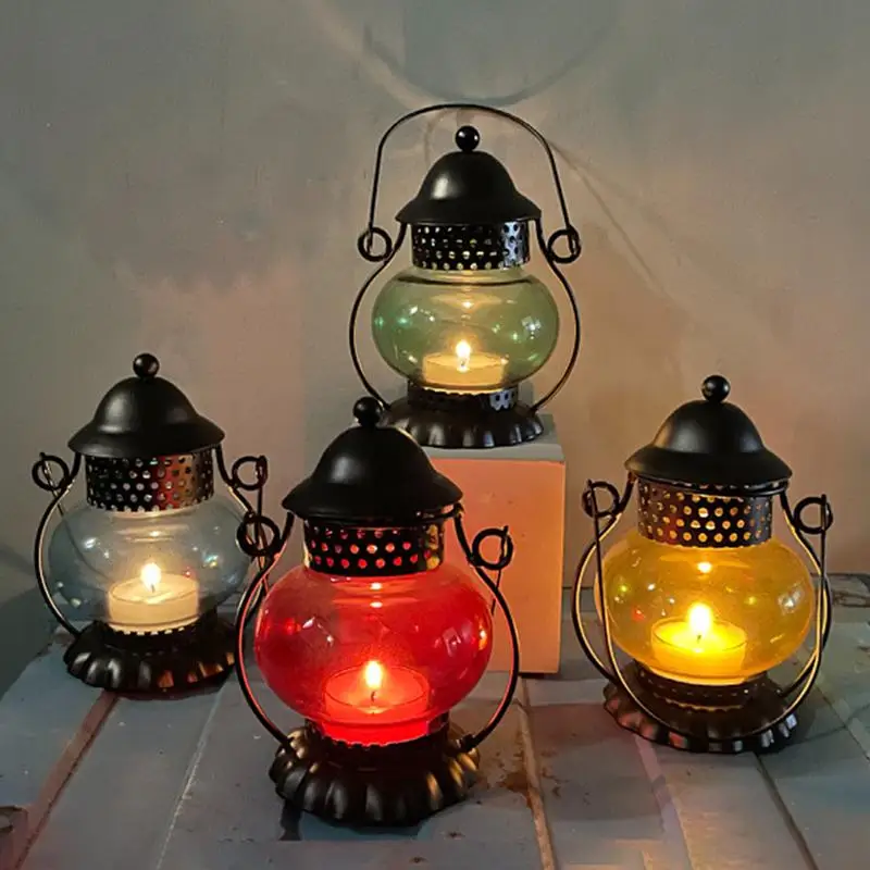 

Керосиновая лампа в стиле ретро, Электронный светильник в виде свечи, железная декоративная лампа для дома, уличный портативный светильник ...