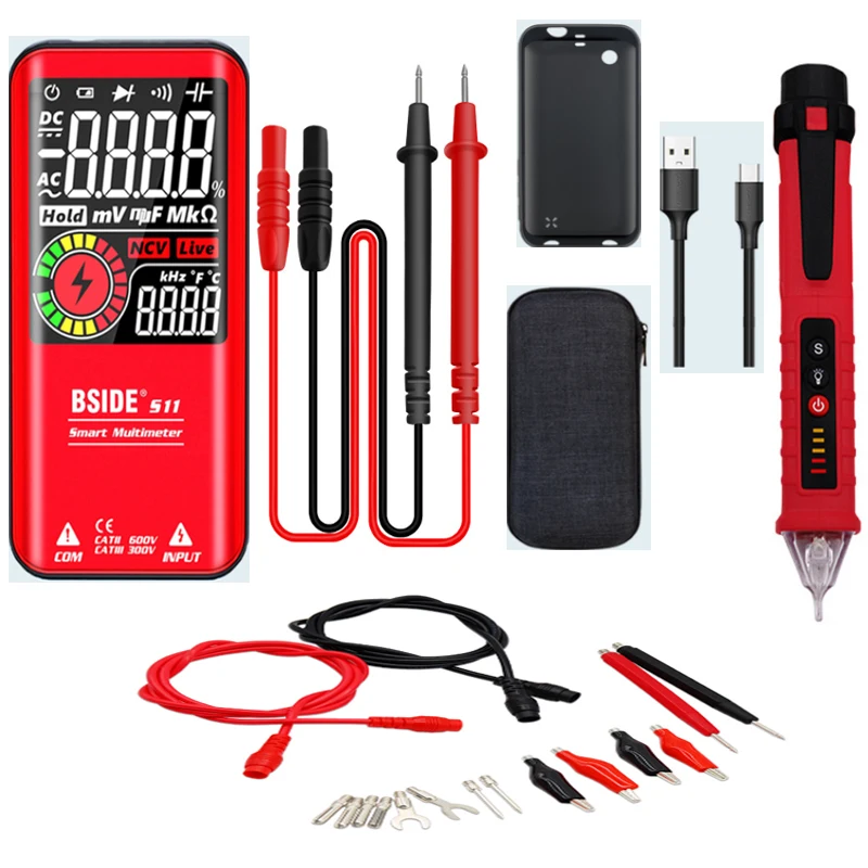 

Digital Multimeter 9999 T-RMS 3.5"LCD Color Display DC AC Voltage Capacitance Ohm Diode multimetro NCV Hz Live wire Tester