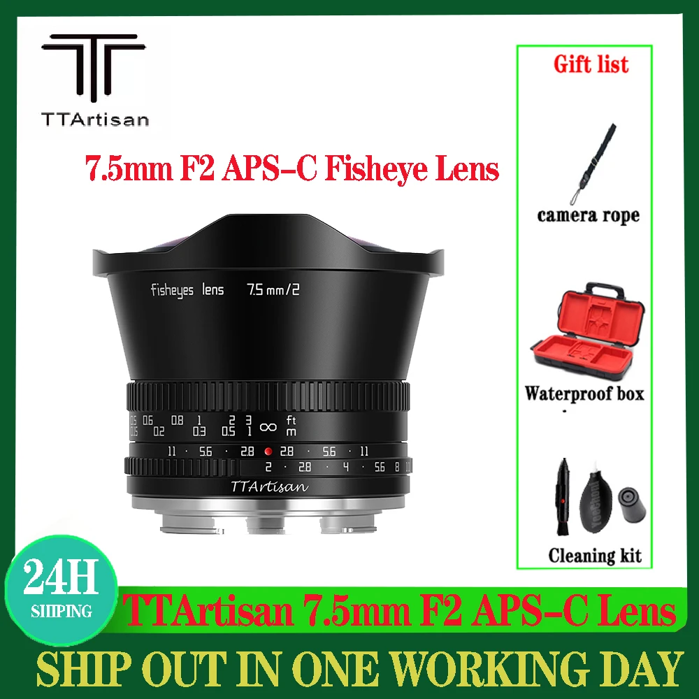 

TTArtisan 7.5mm F2 APS-C Fisheye Lens Manual Focus for FUJI X/SONY E/Canon M EOS R/Nikon Z/Leica/SIGMA L M4/3 Mount Camera
