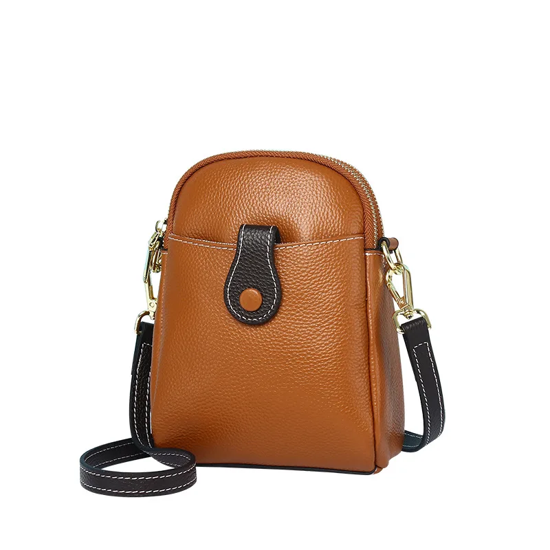 

Real Cowhide Cross-body Bags Double Zipper Small Women Bag Genuine Leather Shoulder Strap Satchel Fashion Ladies Handbag