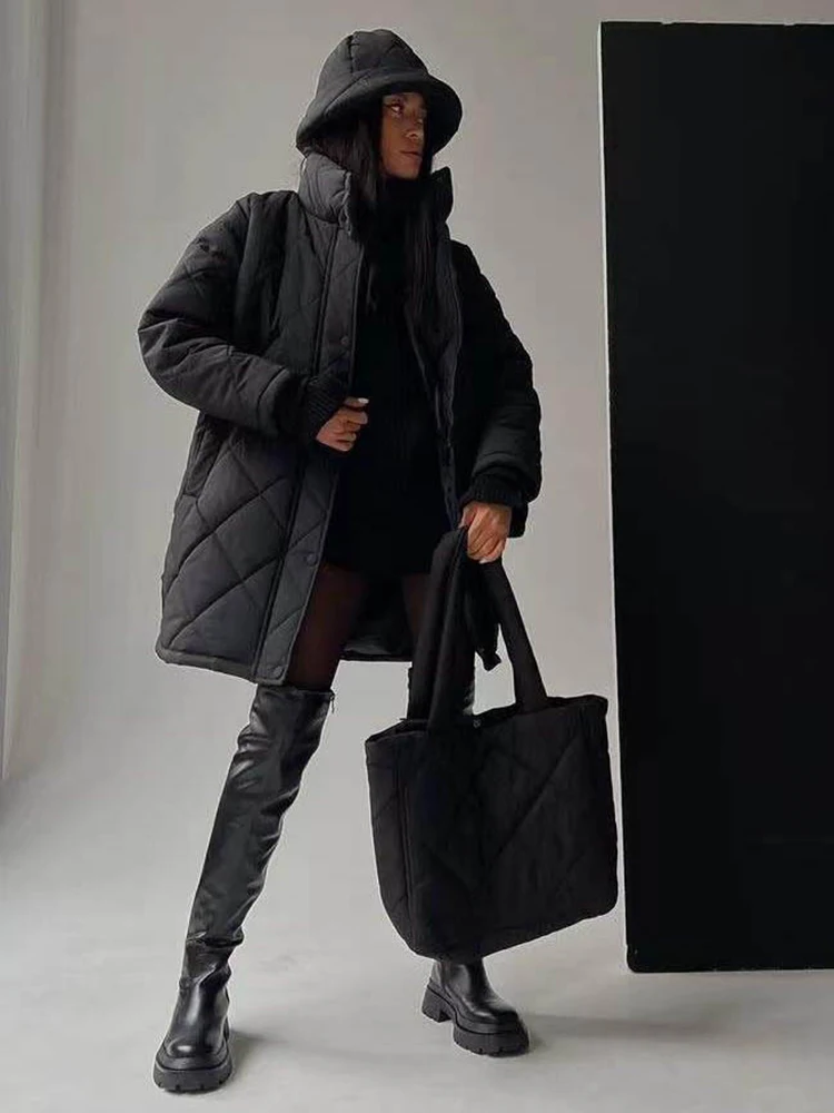 Cryptographic 2022 Fall Winter Parkas and Bag Quilted Coats and Jackets for Women Warm Trench Coat Long Down Jackets Outifits
