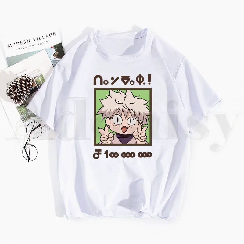 

Hunter X Hunter Killua Zoldyck Baka Anime Japan T Shirts Spring Tops Tees Men Women Short Sleeve Casual T Shirt Streetwear Funny