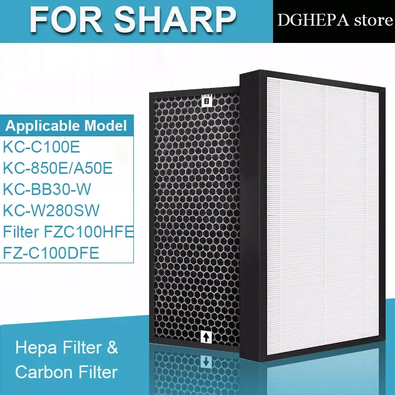 

Sharp FZ-C100HFE FZ-C100DFE Replacement Air Purifier HEPA Carbon Filter for KC-C100E KC-A50E KC850E KC-BB30-W KC-W280SW