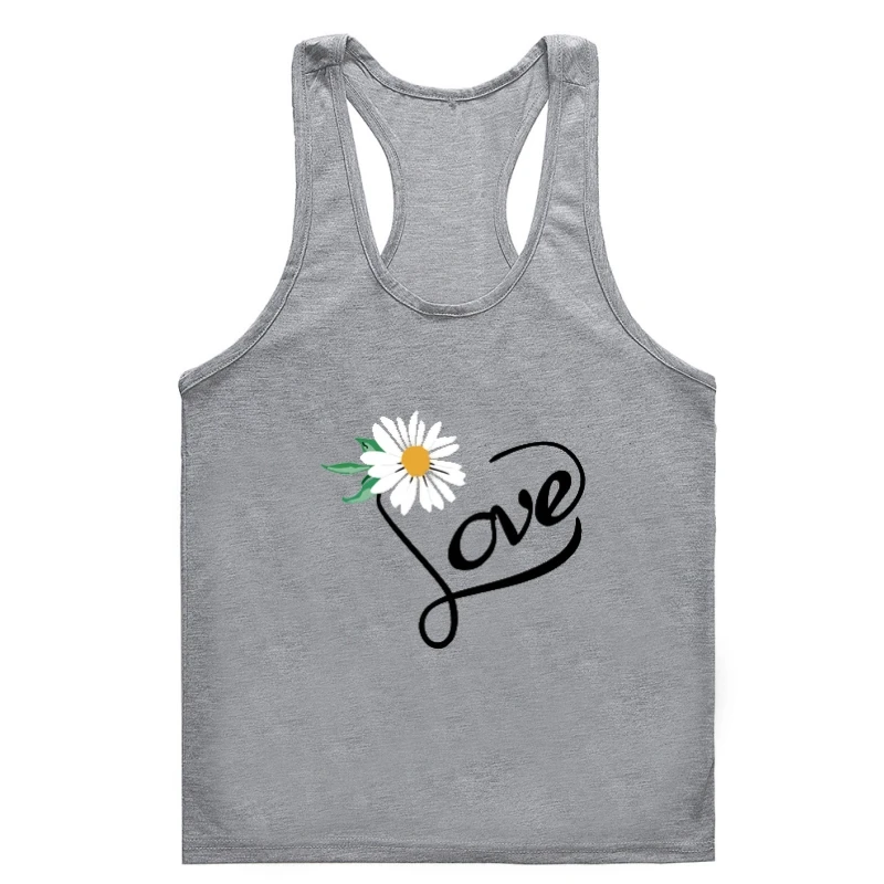 

Майка с принтом Love для мужчин и женщин, базовая тенниска без рукавов, хлопок, майка для спортзала, большие размеры S