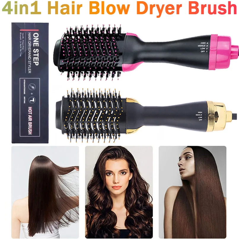 

2022 New 1200W Hair Dryer Hot Air Brush Styler and Volumizer Hair Straightener Curler Comb Roller Electric Ion Blow Dryer Brush