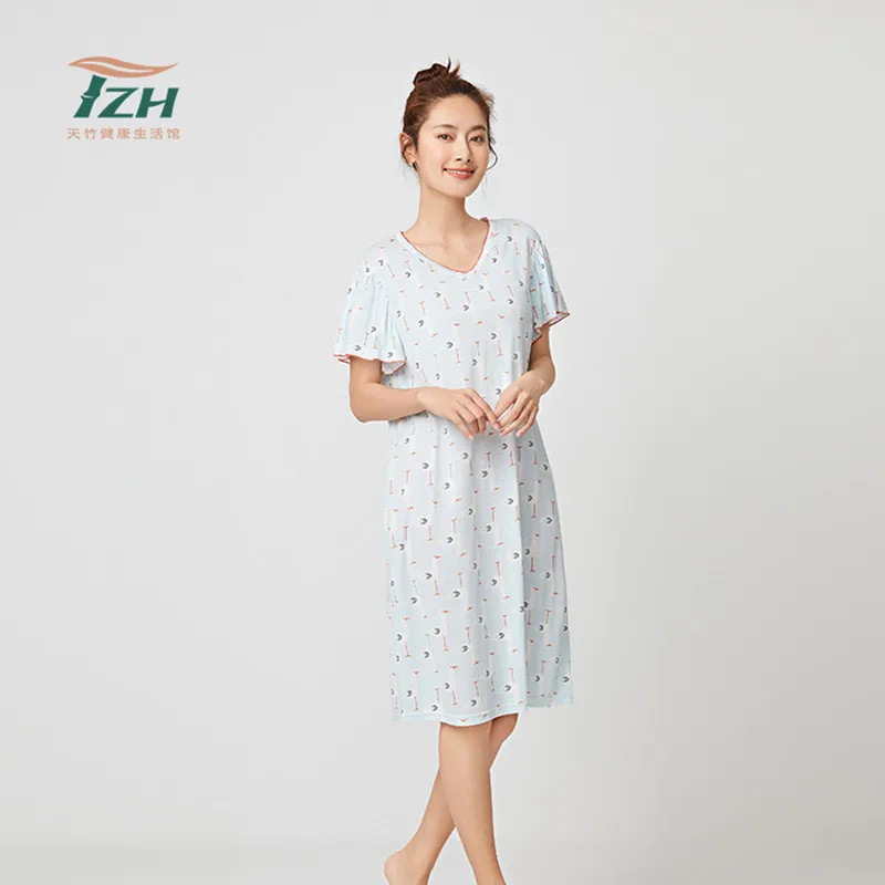 

Tianzhu Brand Summer Ladies Nightdress Bamboo Fiber Material Soft Skin-friendly Thin Comfortable Sweet Home Clothes