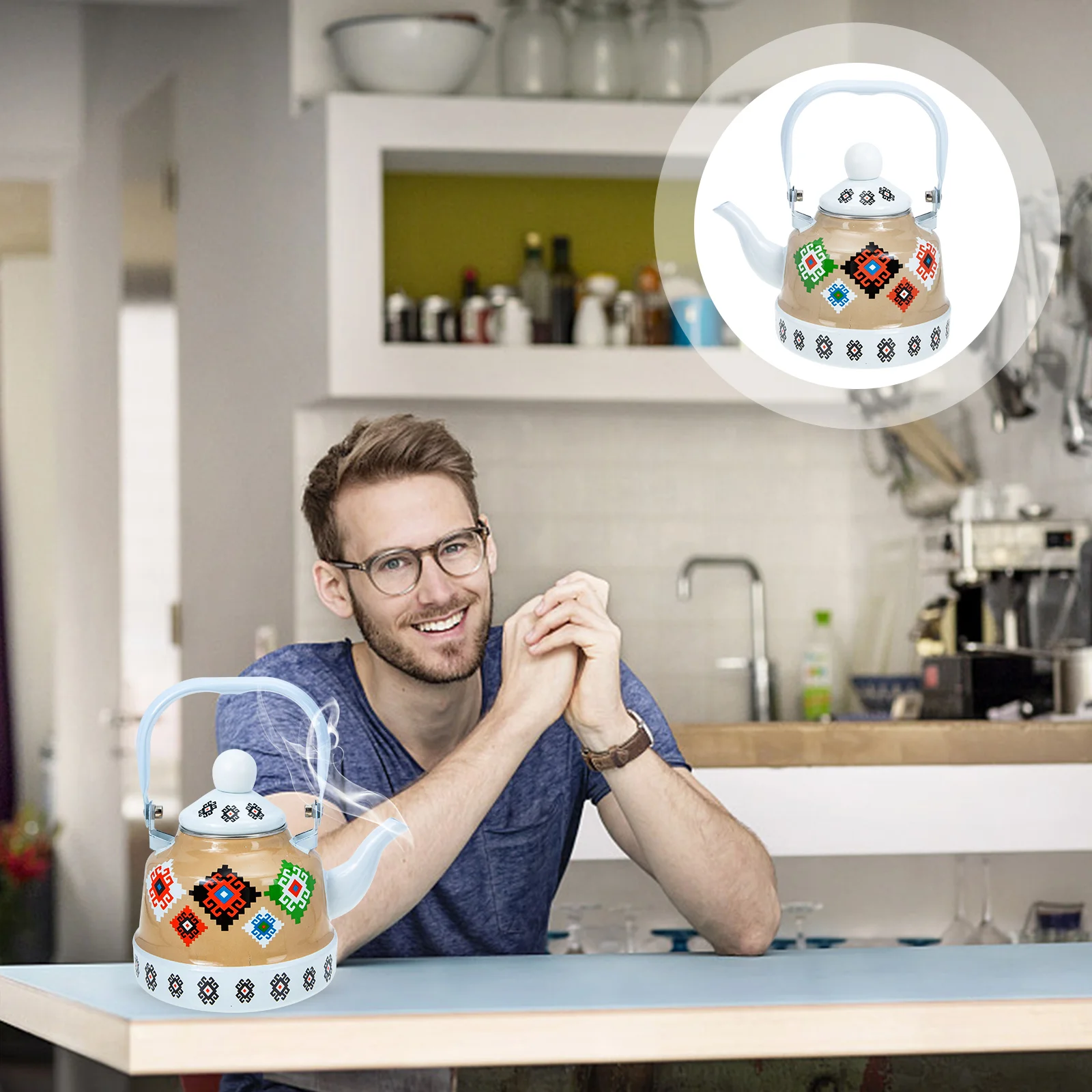 

Kettle Tea Teapot Pot Enamel Water Stovetop Coffee Ceramic Boiling Porcelain Vintage Kitchen Whistling Stove Hot Pots Watering