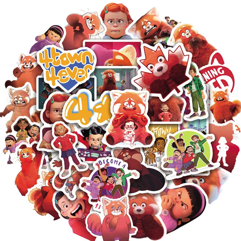 

50 шт. поворотные красные Мультяшные наклейки Kawaii аниме красная панда граффити наклейка «сделай сам» чашка настенный ноутбук компьютерные у...