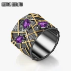 Женское кольцо из серебра 18 К с натуральным аметистом