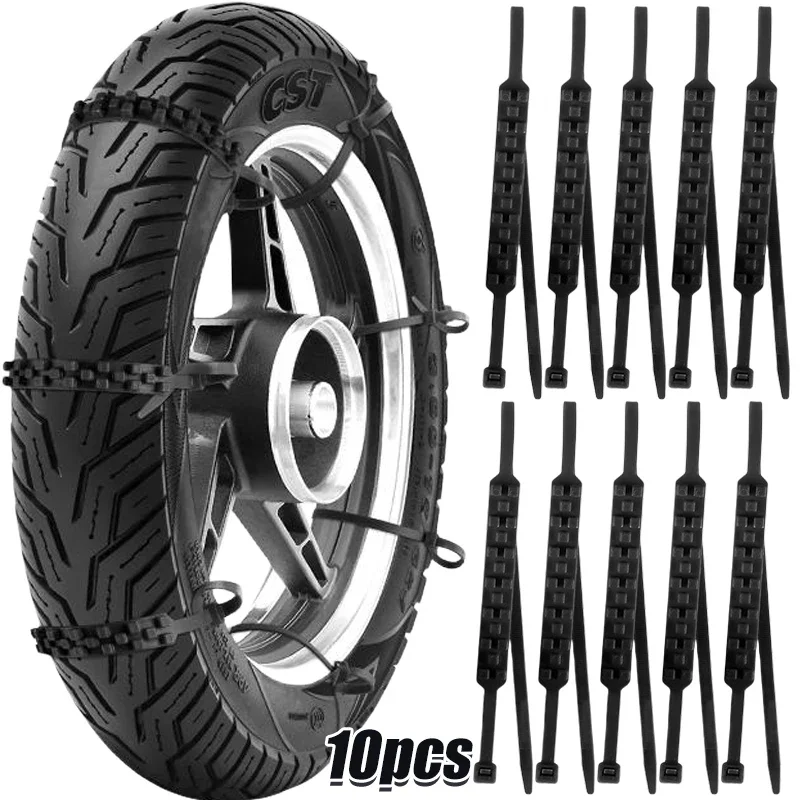 

10 шт. противоскользящие цепи для снега для мотоциклов велосипедов зимние колеса для шин нескользящие кабельные стяжки для мотоциклов аварийная цепь для шин инструмент