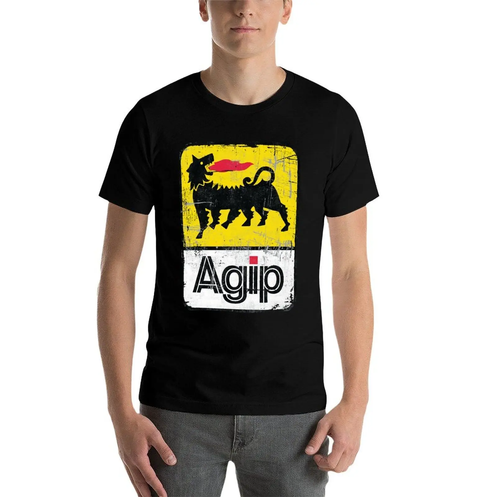 Фото Футболка с логотипом AGIP Lubricants 1968–1998, состаренная версия, минималистичная футболка с графическим принтом №3
