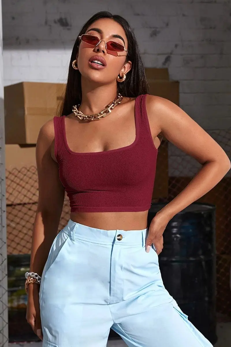 

Women's burgundy 8021 strappy Top bustier