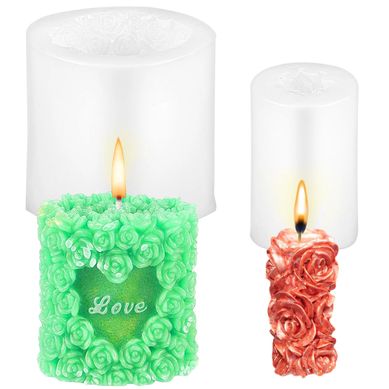 

Molds Rose Silicone Flower Mould Making Soap Pillar Mold Moulds 3D Wax Resin Diy Fondant Handmade Cake Melt Scented Baking