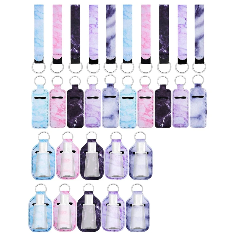 

Kili 30 Pieces Travel Bottle Keychain Holder Chapstick Holder Reusable Bottle Containers Set with Wristlet Keychain Lanyards