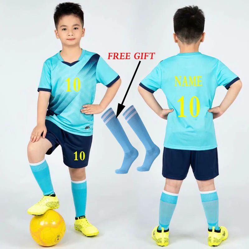 Camisetas de fútbol para niños, conjuntos de ropa de fútbol, uniformes de fútbol de manga corta, chándal de fútbol para niños, calcetines, 2023