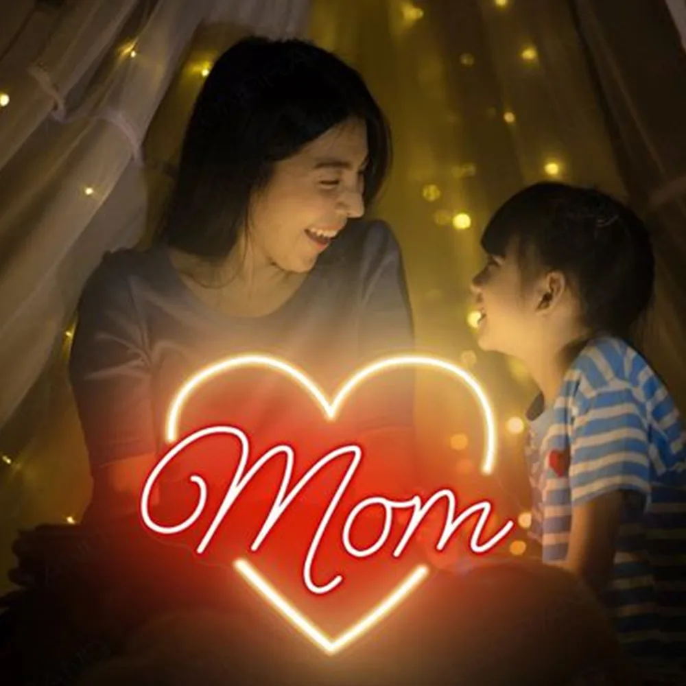 Неоновая вывеска для мамы в подарок на День матери логотип с частным письмом