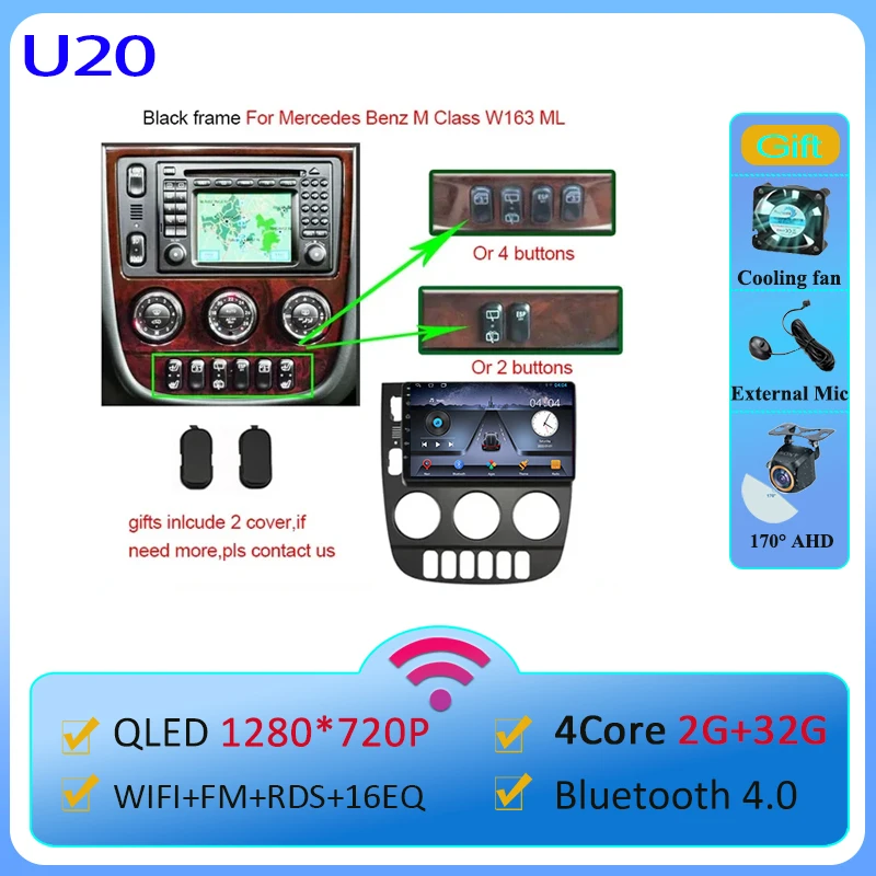 

Мультимедийная магнитола для Mercedes Benz M-Class W163 ML 7862-1998, Android 2006