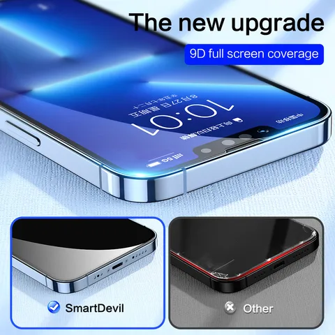 Cristal templado SmartDevil para iPhone Pro Max con cobertura completa y protección contra luz azul 13