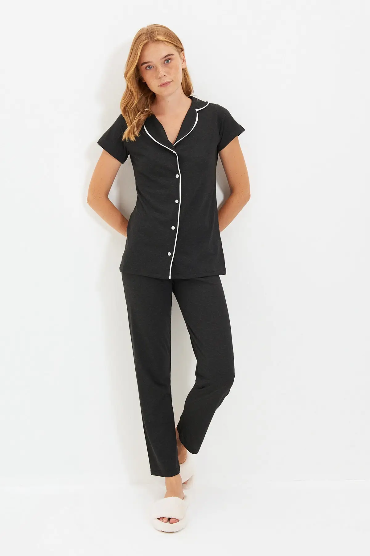 

Trendyol Bias Tape Detailed Knitted Pajamas Set THMAW22PT1034