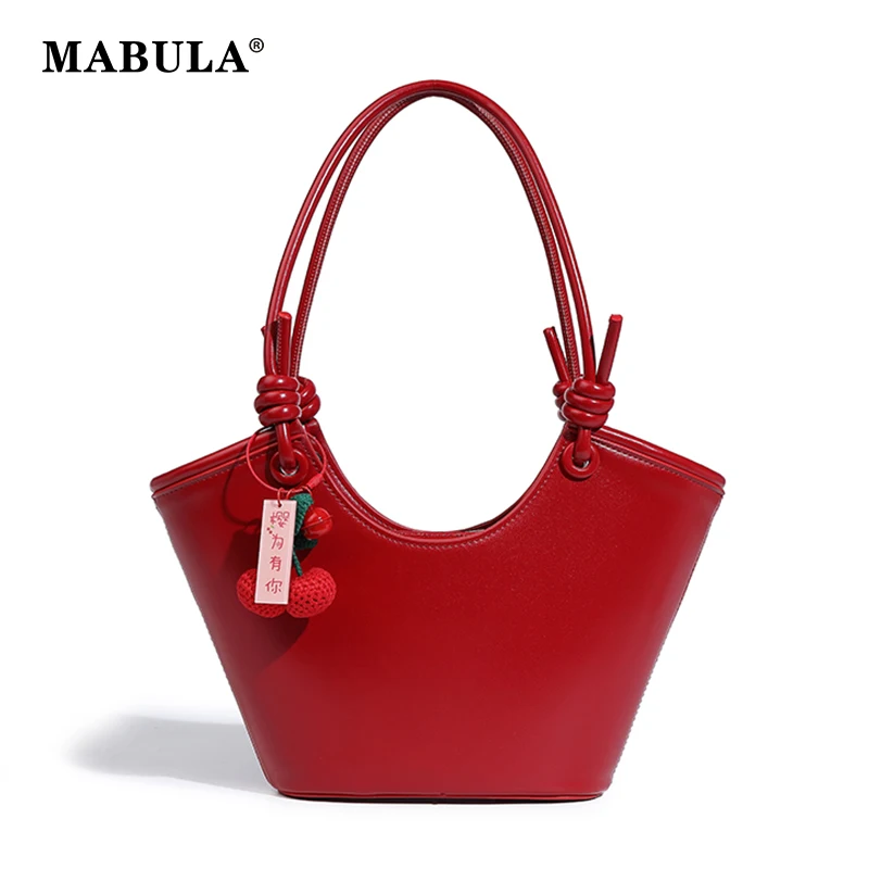 

Женская сумка-тоут MABULA с узлом на ремешке, комплект из 2 предметов, изысканная кожаная кошелек Hobo на плечо, дизайнерская простая сумка для покупок