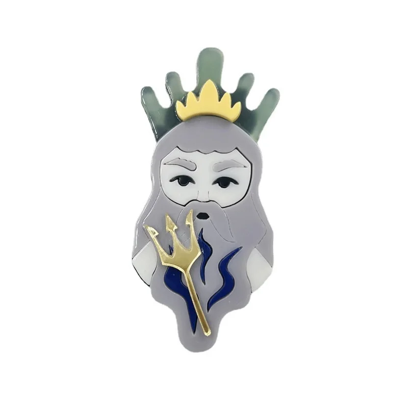 

Wuli&baby Acrylic Poseidon Brooches For Women Men Greek Mythology Figure Party Casual Brooch Pin Gifts