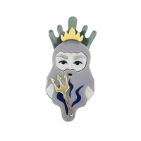wulibaby acrylic poseidon brooches for women men greek mythology figure party casual brooch pin gifts