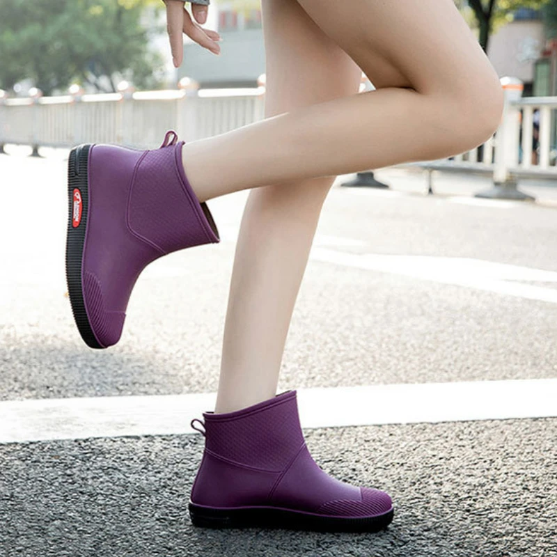 Rain Boots for Women Ankle Rubber Shoes Waterproof Galoshes Woman Work Safety Garden Shoes Fishing Footwear Waders Sapato Chuva