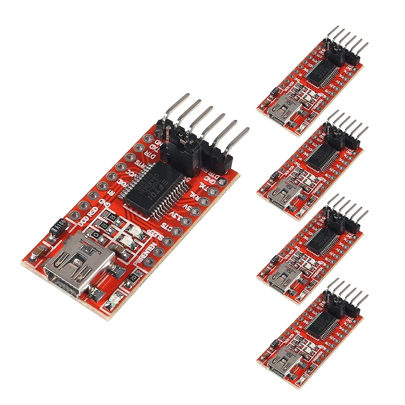 

5Pcs FT232RL Mini USB to TTL Serial Converter Adapter 3.3V 5.5V FT232R Breakout Module Mini Port Adapter Board for Arduino
