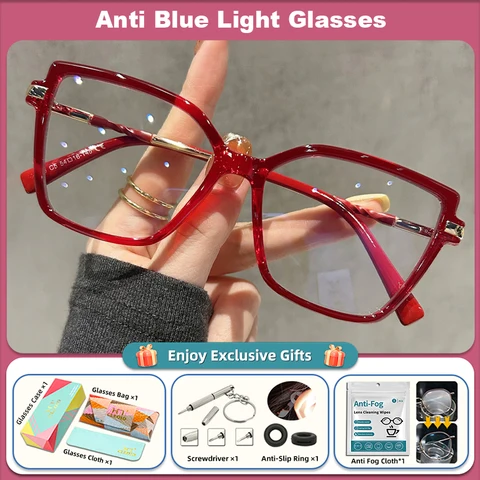 CLLOIO Премиум квадратные очки для чтения «кошачий глаз», модные женские очки в большой оправе для близорукости, анти-синий свет, очки по рецепту