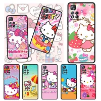anime girls hello kitty for xiaomi redmi note 11 10 pro max 11t 10s 9 9s 8 7 tpu soft silicone gel black phone case fundas cover