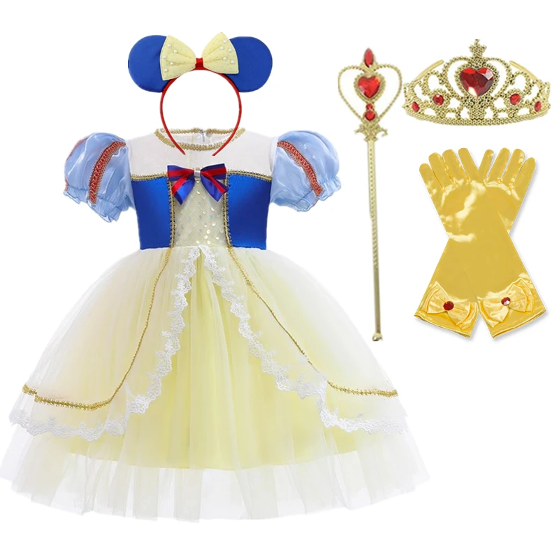 

2022 Princess Dress For Girls Snow White Cosplay Costume Puff Sleeve Kids Dress Children Party Birthday Fancy Gown Vestidos