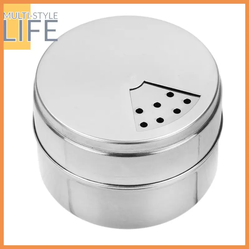 

Stainless Steel Seasoning Jar Rotating Cover Salt Bottle Toothpick Holder Cooking Gadgets Bbq Spice Storage Can Kitchen Tool