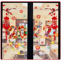 shijuehezi 2022 new year window stickers diy flowers ornaments wall decals for living room spring festival home decoration
