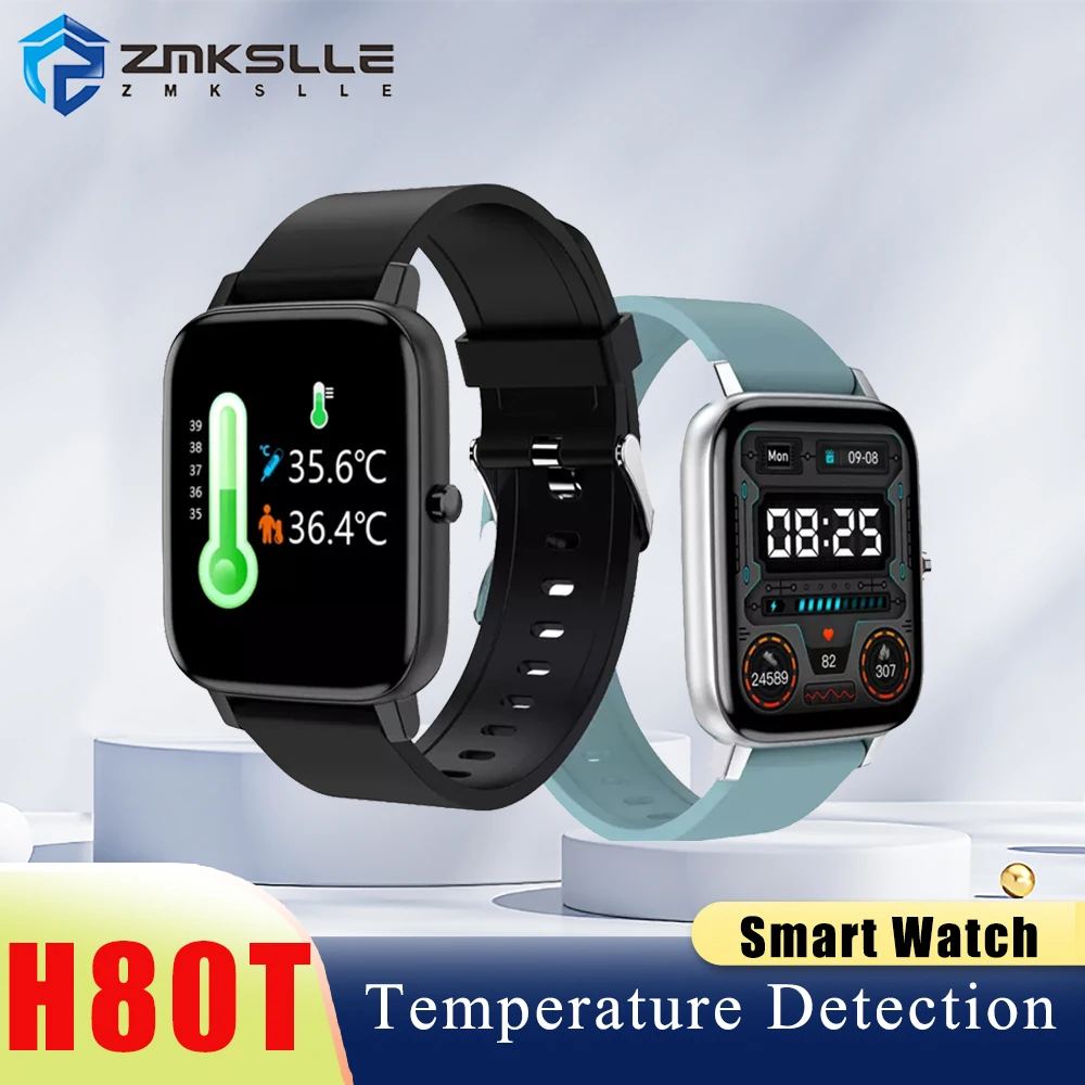 

ZMKSLLE H80T Smart Watch Men Women Blood Pressure Blood Oxygen Heart Rate Wristbands Custom Dial Body Temperature Detection