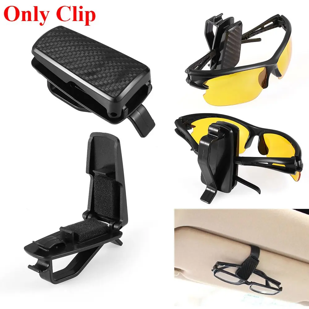 

Hot Carbon Fiber Black Auto Car Eyeglasses Holder Sunglasses Mount Ticket Card Clip Sun Visor