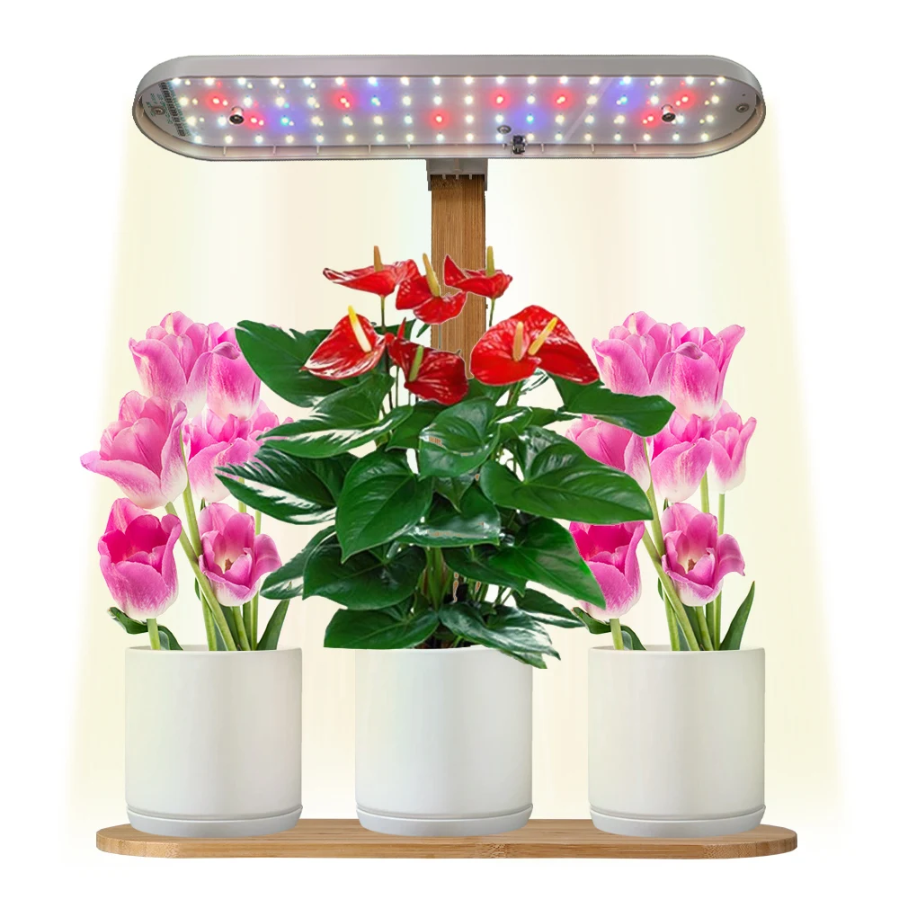 S Indoor Hydroponics System Full Spectrum 3/9/12 H Timing Controller Height Adjustable Bamboo Base And Stake