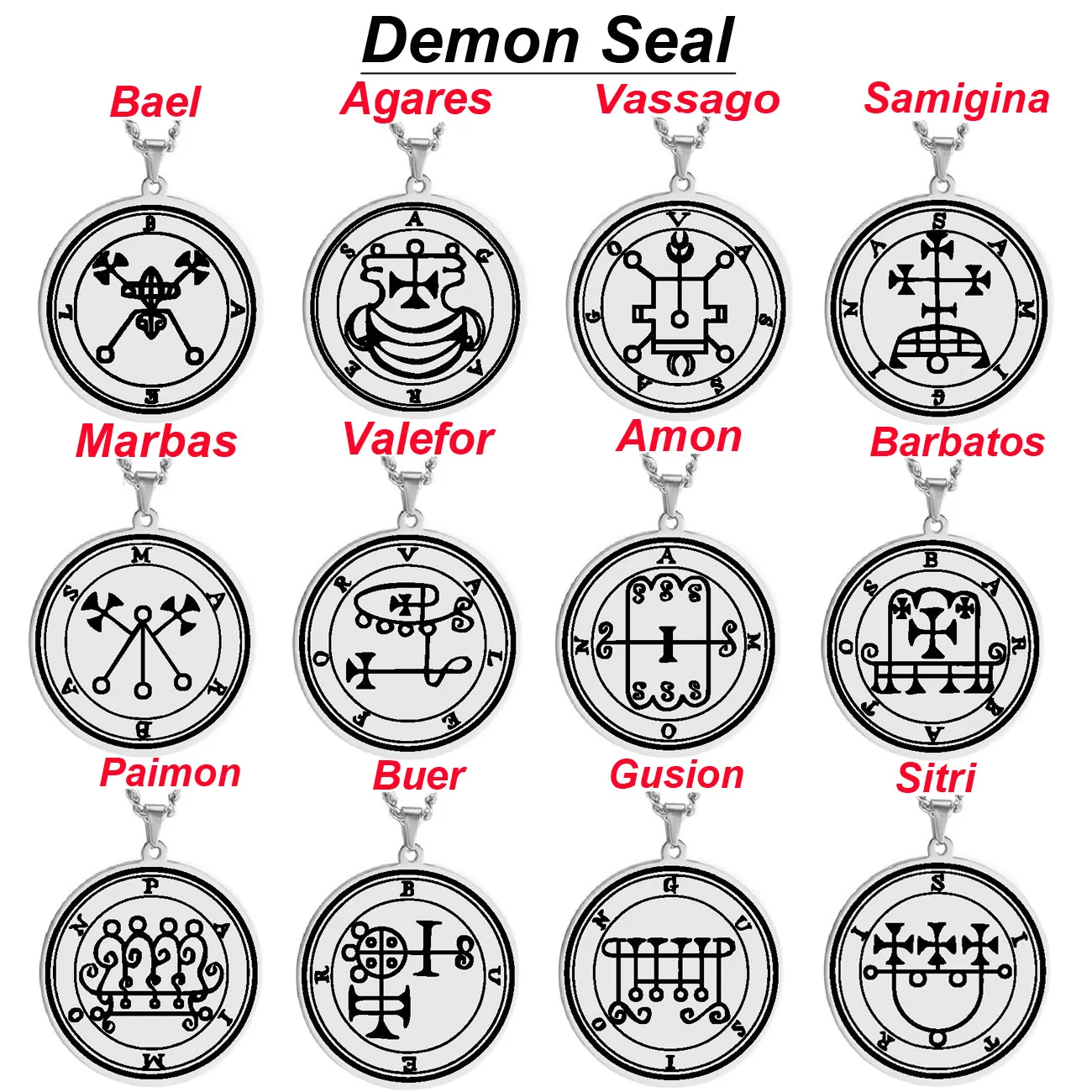

Steel color King Asmoday Sigil Demon Origins Seal Lesser Key of Solomon Goetia Amulet Talisman Stainless Steel Pendant Necklace