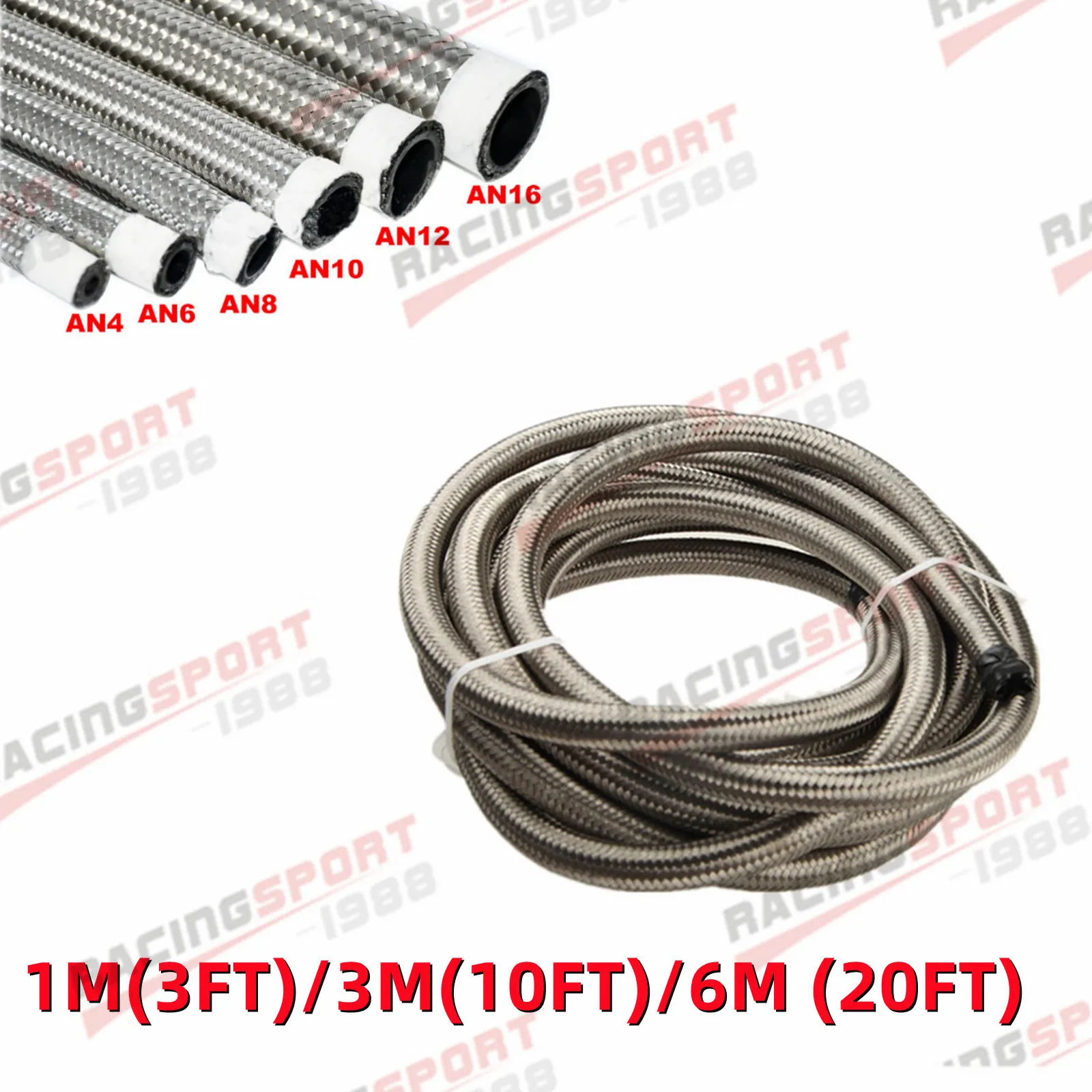 

1 м/3 м/6 м AN4 AN6 AN8 AN10 AN12Racing топливный шланг из нержавеющей стали 304 двойной плетеный внутренний CPE синтетический резиновый маслоохладитель шланг