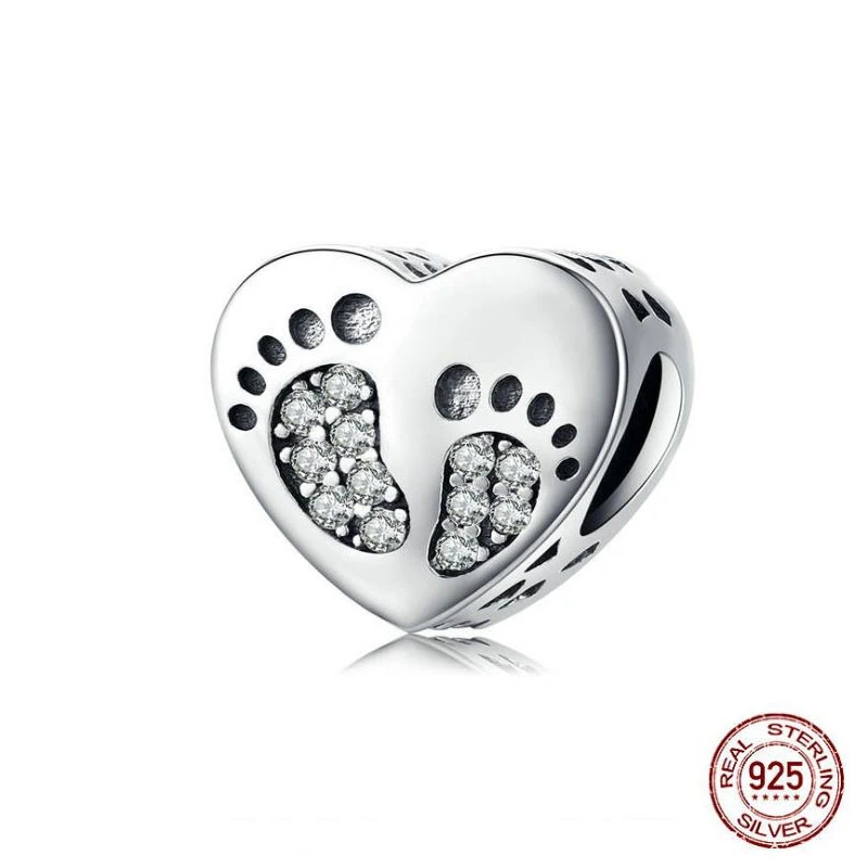 

Бусины из серебра 925 пробы в форме сердца для браслета «сделай сам»