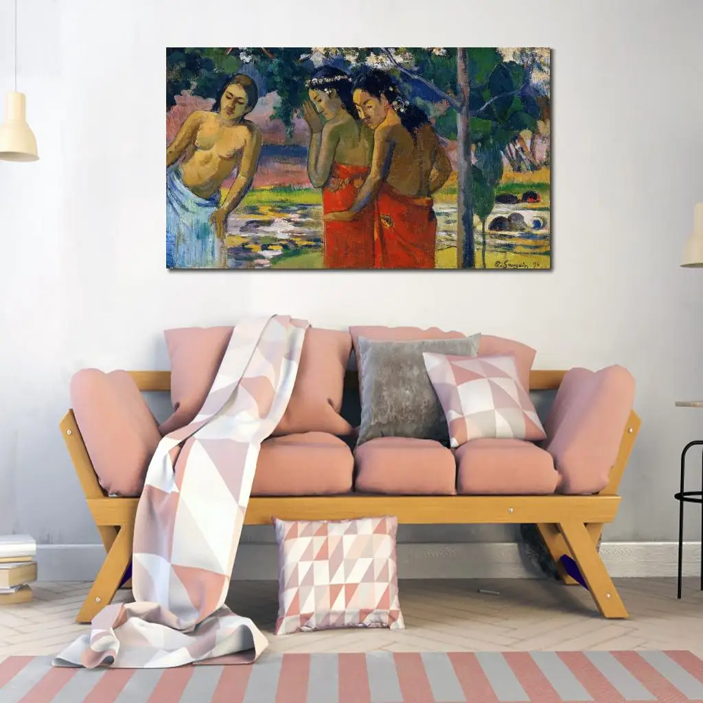 Картина на холсте три таитянские женщины пол гаугин картина маслом