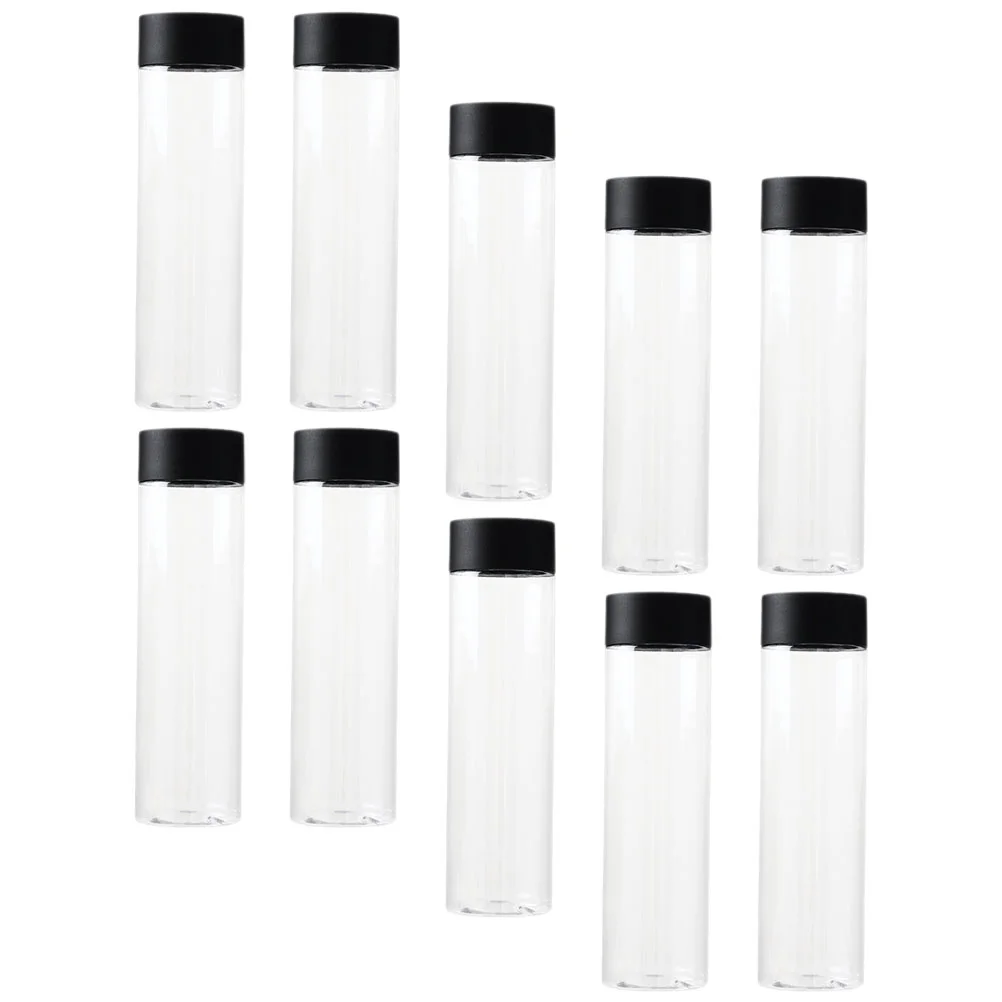 

10 pcs Round Clear Plastic Bottles Plastic Empty Water Bottles Clear Plastic Milk Bottles with Black Lids