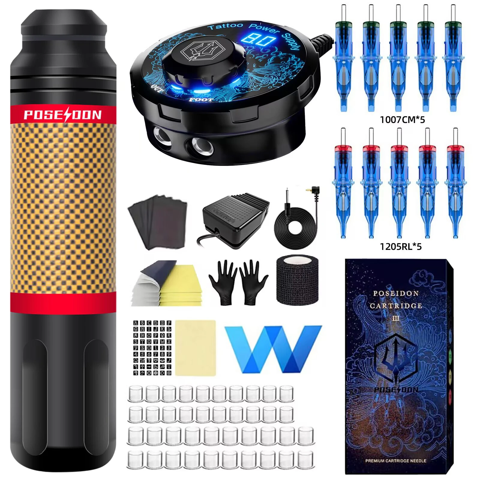Набор для татуировки POSEIDON кожаный набор ручек перманентного макияжа тату-машин