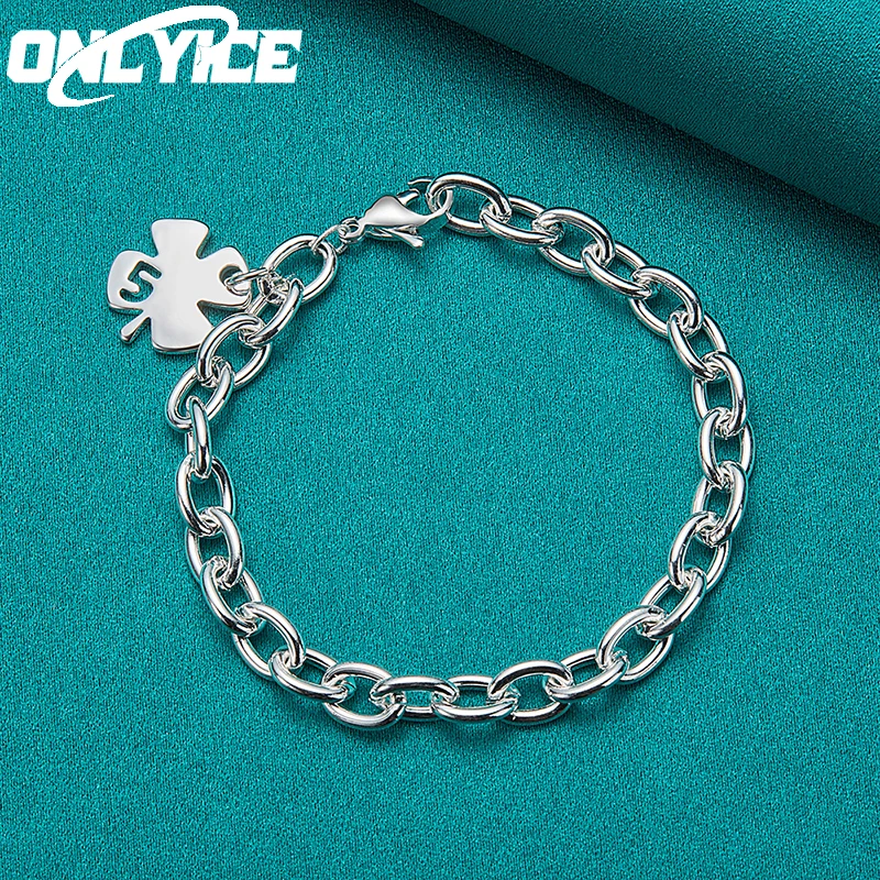 

Wholesale For Women Men Chain 925 Sterling Silver Lucky Clover Pendant Bracelets Noble Wedding Gift Party Fashion Jewelry Gifts