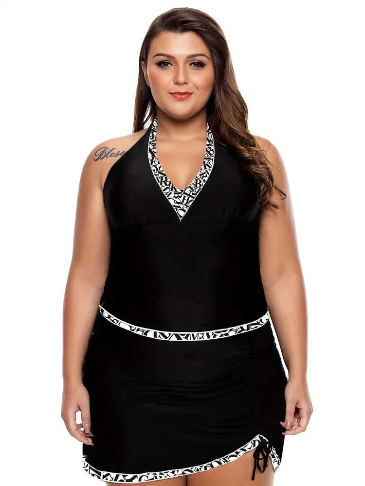 Танкини женский купальник 2024 бикини с лямкой на шее контролем живота купальный